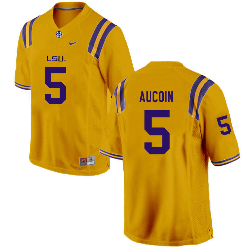 Men #5 Alex Aucoin LSU Tigers College Football Jerseys Sale-Gold - Click Image to Close